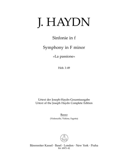 Symphony in F minor Hob. I:49 "La passione" [Bar:BA10973-82]
