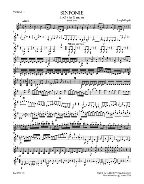 Symphony in G major Hob. I:92 "Oxford" [Bar:BA10977-75]