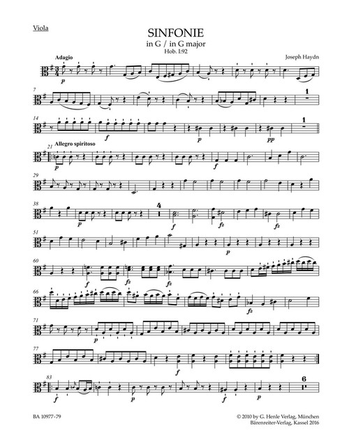 Symphony in G major Hob. I:92 "Oxford" [Bar:BA10977-79]