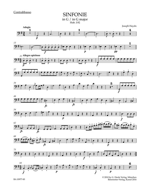 Symphony in G major Hob. I:92 "Oxford" [Bar:BA10977-85]