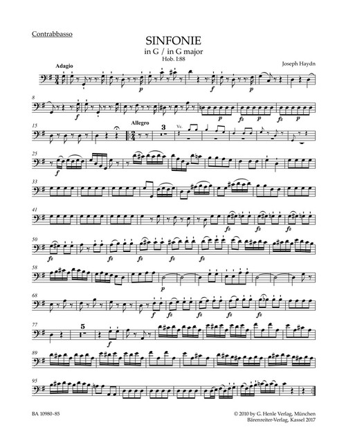 Symphony in G major Hob. I:88 [Bar:BA10980-85]