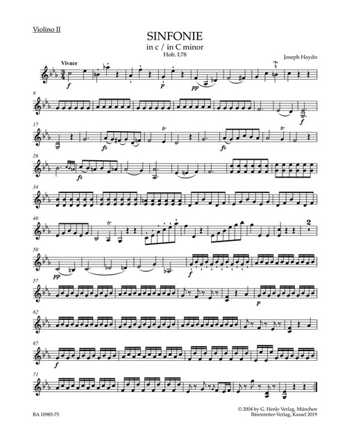 Symphony in C minor Hob I:78 [Bar:BA10985-75]