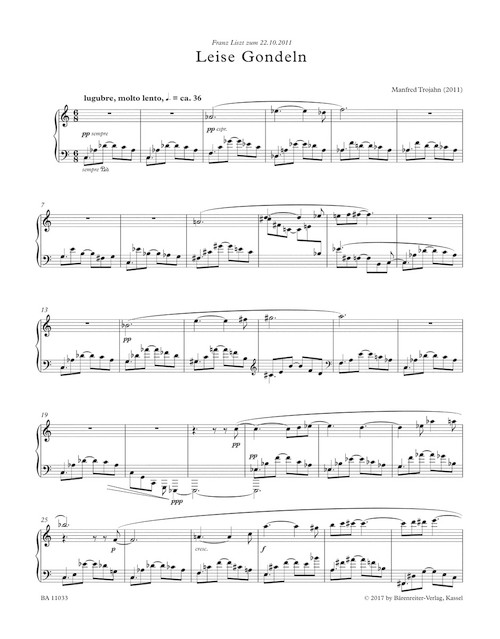 Leise Gondeln for Piano (2011) [Bar:BA11033]