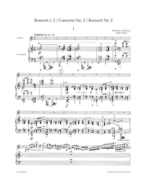 Concerto for Violin and Orchestra no. 2 H 293 [Bar:BA11529-90]