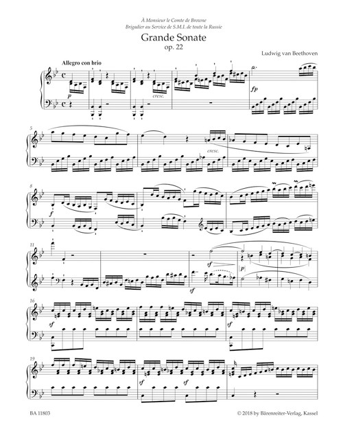 Grande Sonate for Pianoforte in B-flat major op. 22 [Bar:BA11803]