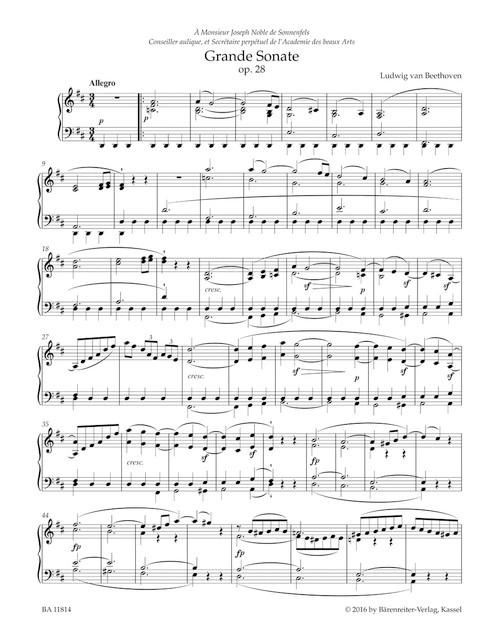 Sonata for Pianoforte in D major op. 28 "Pastorale" [Bar:BA11814]