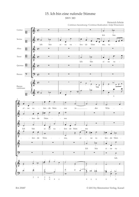 Ich bin eine rufende Stimme SWV 383 [Bar:BA25007]