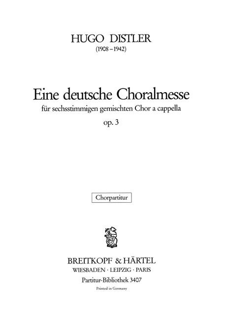 A German Plainsong Mass Op. 3 [Breit:PB3407]