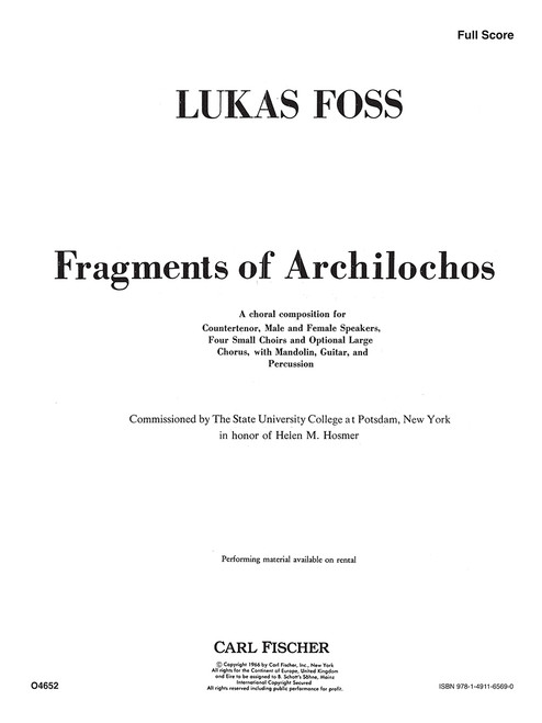 Fragments Of Archilochos-Study [CF:O4652]