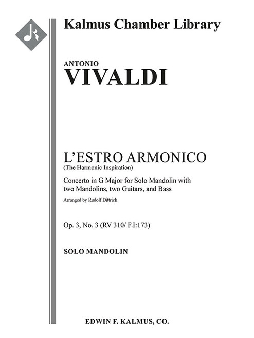 L'Estro Armonico, Op. 3, No. 3: Concerto for Mandolin in G, RV 310 / F.I:173 [contemporary transcription] [Alf:36-A332348]