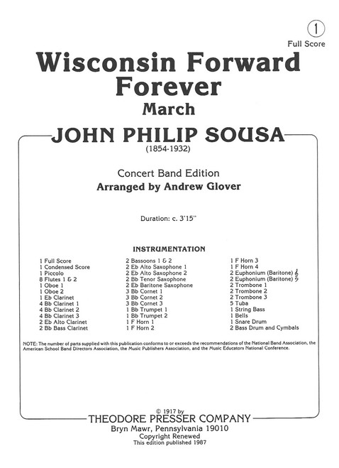 Sousa, Wisconsin Forward Forever [CF:115-40189F]