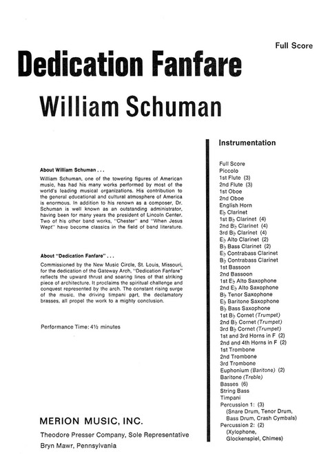 Schuman, Dedication Fanfare [CF:145-40008F]