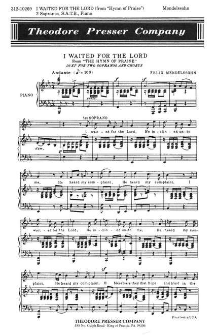 Mendelssohn, I Waited For The Lord [CF:312-10269]