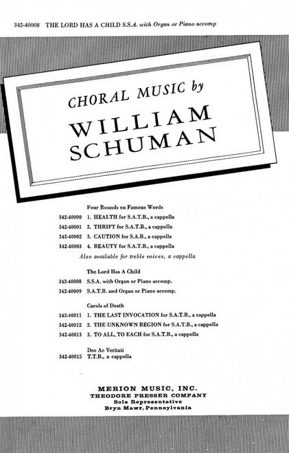 Schuman, The Lord Has A Child [CF:342-40008]
