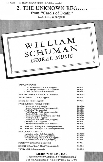 Schuman, 2. The Unknown Region (From "Carols Of Death") [CF:342-40012]