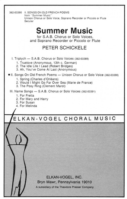 Schickele, Ii. Songs On Old French Poems, From "Summer Music [CF:362-03390]