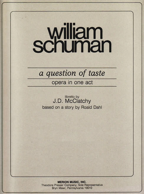 Schuman, A Question Of Taste [CF:441-41020]