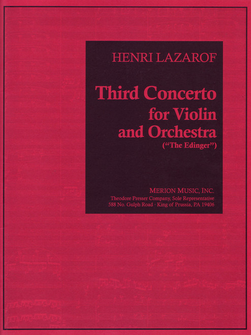 Lazarof, Third Concerto For Violin And Orchestra [CF:446-41177]