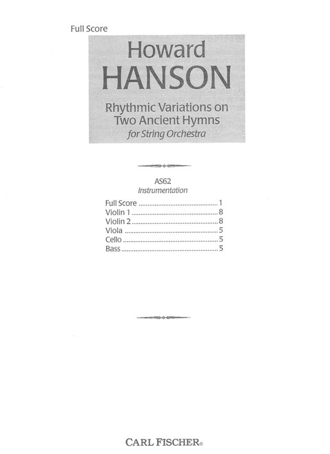 Hanson, Rhythmic Variations On Two Ancient Hymns [CF:AS62F]