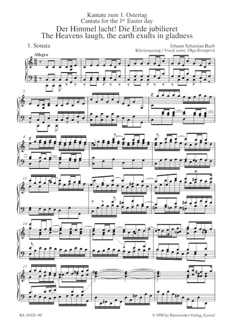 The Heavens laugh, the earth exults in gladness BWV 31 [Bar:BA10031-90]