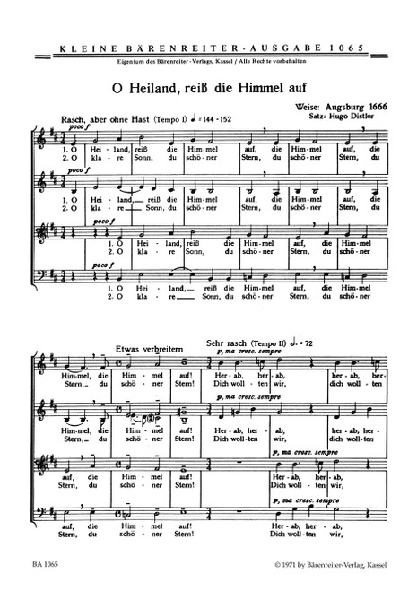 O Heiland, reiß die Himmel auf [Bar:BA1065]