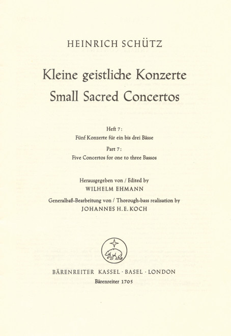 Kleine geistliche Konzerte, Heft 7 [Bar:BA1705]