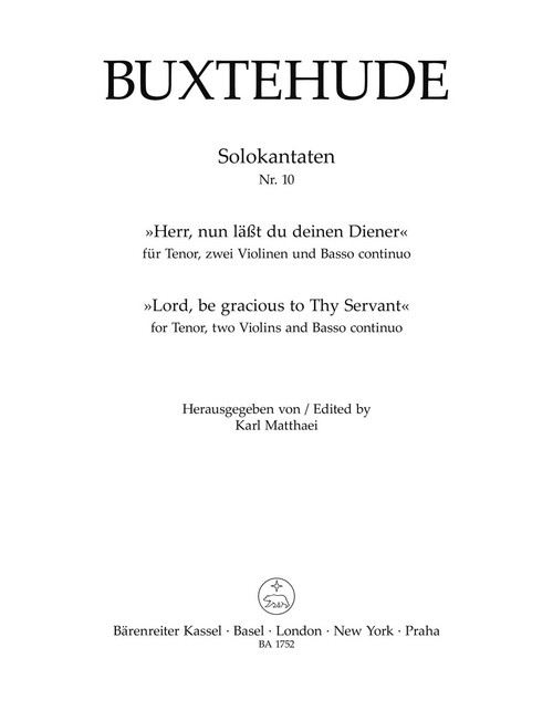 Herr, nun läßt du deinen Diener (Lord, be gracious to Thy servant) [Bar:BA1752]
