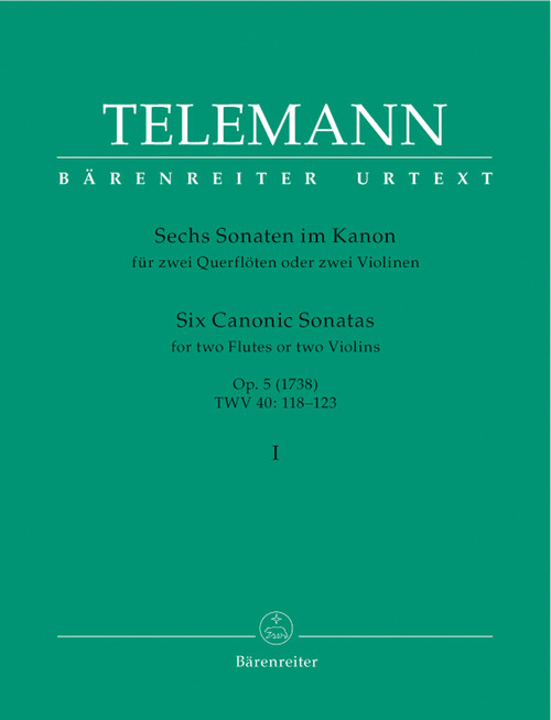 Six Canonic Sonatas for Two Violins (or Two Flutes) op. 5 TWV 40: 118-120 (1738) [Bar:BA2981]