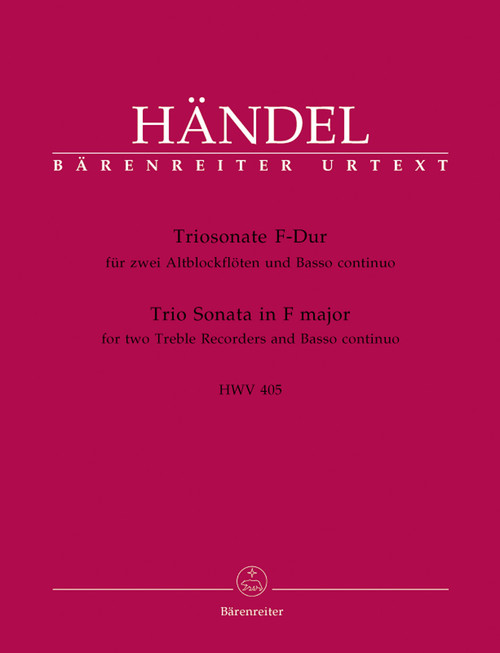 Triosonate für zwei Altblockflöten und Basso continuo F-Dur HWV 405 [Bar:BA4261]