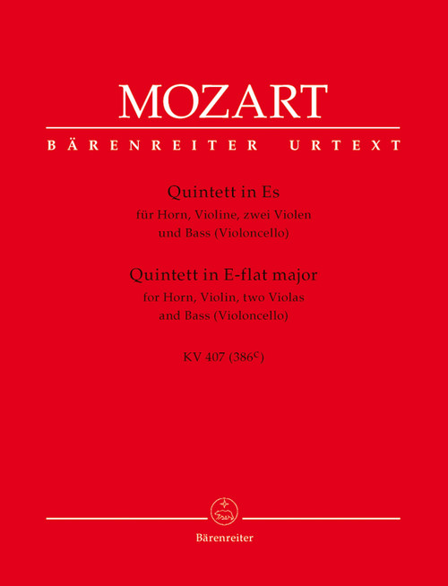 Quintet for Horn, Violin, Two Violas and Bass (Violoncello) in E-flat major K. 407 (386c) [Bar:BA4708]