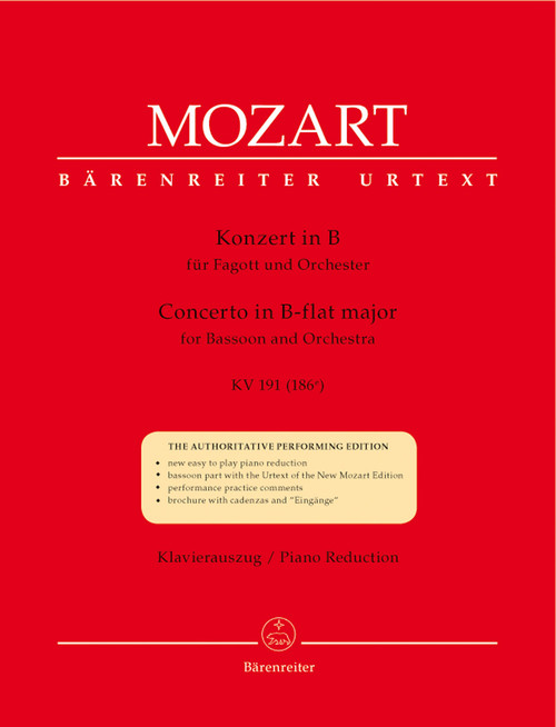 Mozart, Concerto for Bassoon and Orchestra B-flat major K. 191(186e) [Bar:BA4868-90]