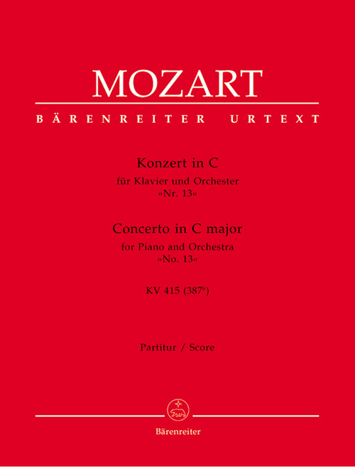 Mozart, Concerto for Piano and Orchestra No. 13 C major KV 415 (387b) [Bar:BA4878]