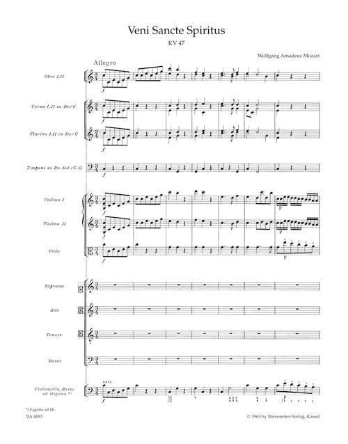 Veni Sancte Spiritus K. 47 [Bar:BA4883]