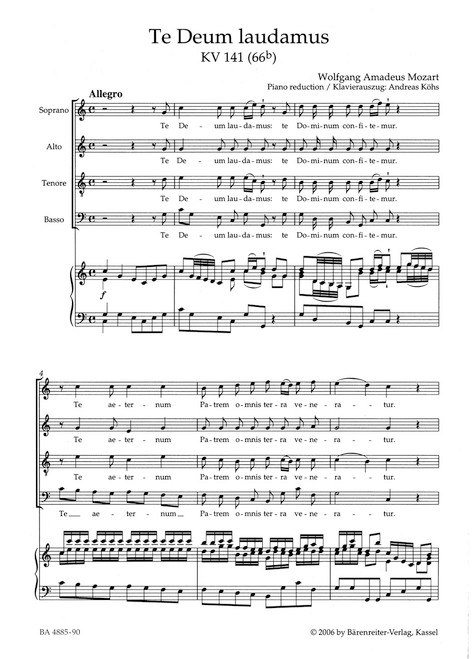 Te Deum laudamus K. 141 (66b) [Bar:BA4885-90]