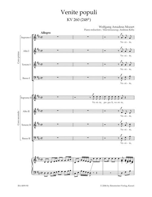 Venite populi K. 260 (248a) [Bar:BA4899-90]