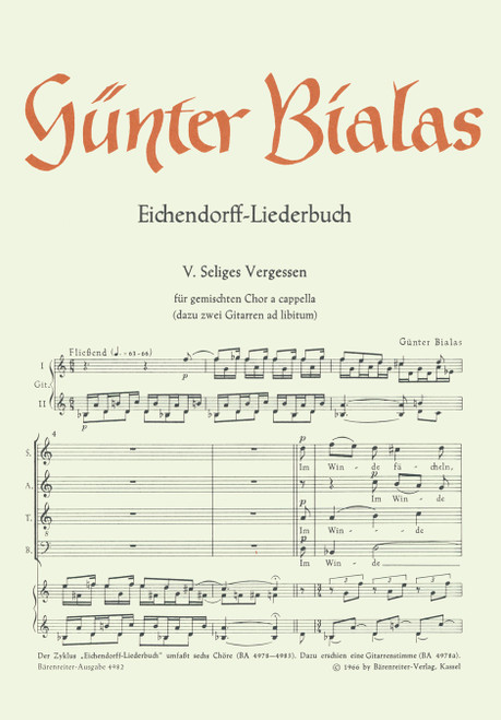 Seliges Vergessen for Mixed Choir a cappella no. 5 [Bar:BA4982]
