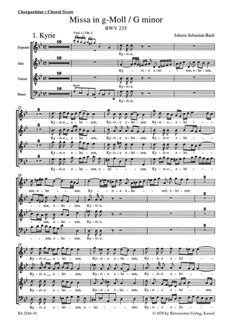 Mass in G minor BWV 235 [Bar:BA5184-91]