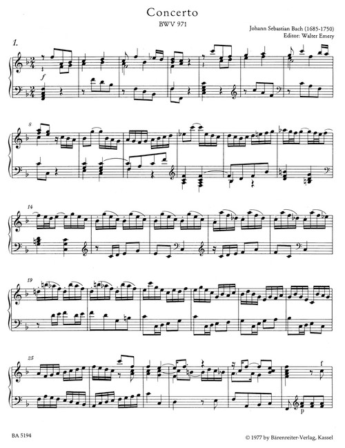 Italian Concerto BWV 971 [Bar:BA5194]