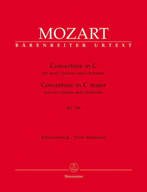 Concertone for two Violins and Orchestra in C major K. 190 (166b; KV6:186 E) [Bar:BA5380-90]