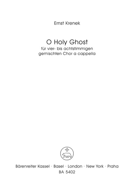 O Holy Ghost for Choir op. 186a (1964) [Bar:BA5402]