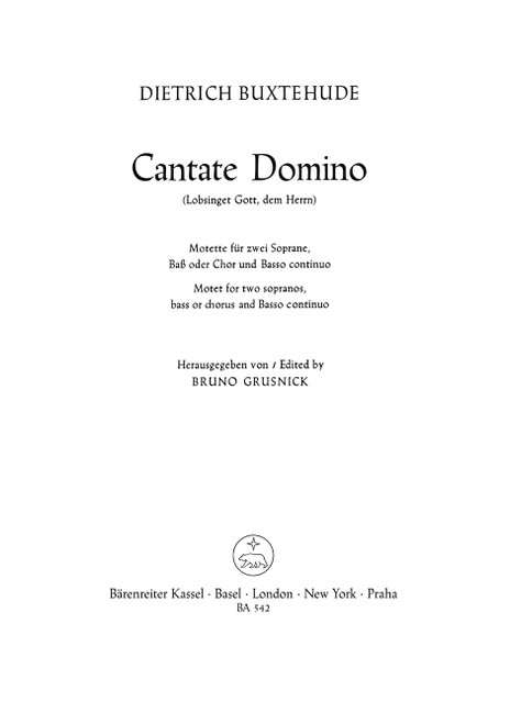 Cantate domino - Lobsinget Gott, dem Herrn BuxWV 12 [Bar:BA542]
