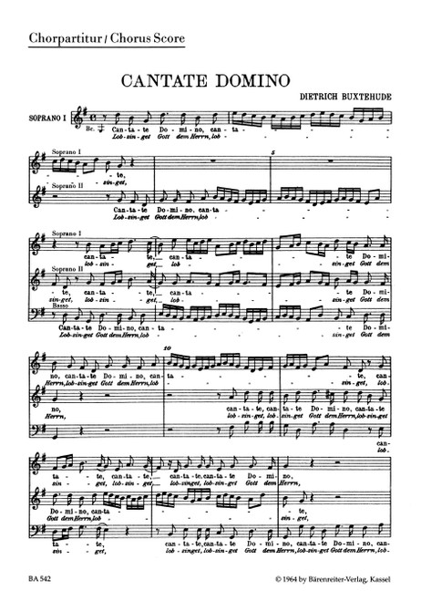 Cantate domino - Lobsinget Gott, dem Herrn BuxWV 12 [Bar:BA542-91]