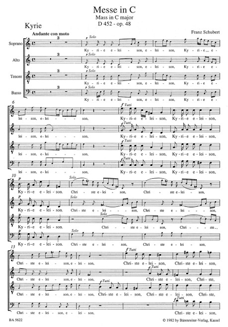 Mass in C major op. 48 D 452 [Bar:BA5622-91]