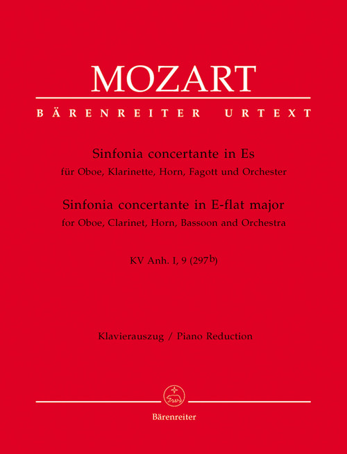 Sinfonia concertante for Oboe, Clarinet, Horn, Bassoon and Orchestra in E-flat major K. Anh. I,9 (297b) [Bar:BA5770-90]