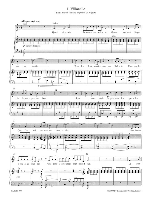 Les nuits d'été for Solo Voice and Orchestra op. 7 Holoman 81B [Bar:BA5786-90]