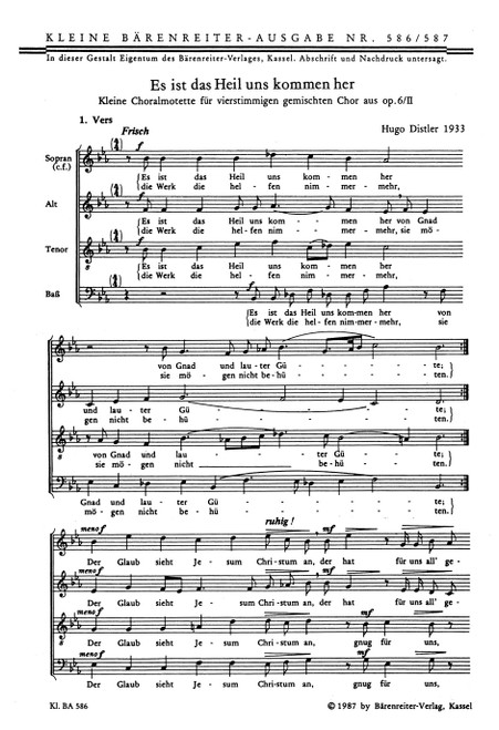 Es ist das Heil uns kommen her op. 6/2,II (1933) [Bar:BA586]