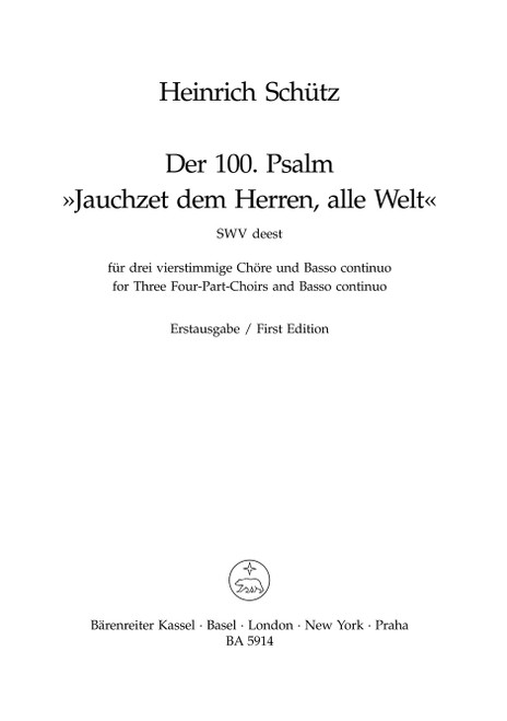 Jauchzet dem Herren, alle Welt SWV deest [Bar:BA5914]