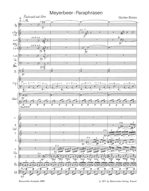 Meyerbeer-Paraphrasen for Large Orchestra (1971) [Bar:BA6066]