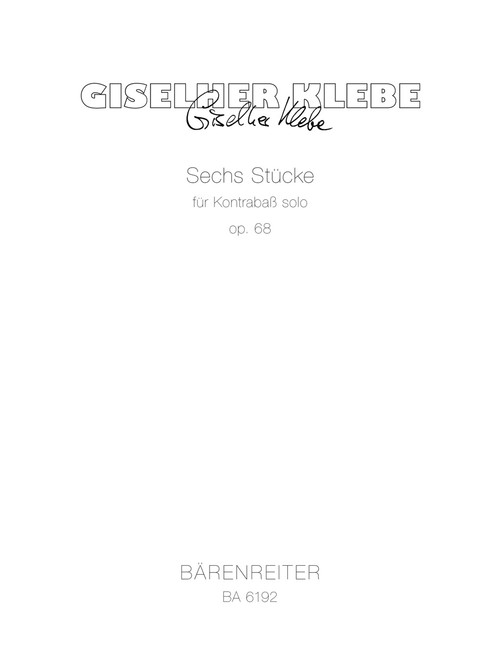 Six Pieces for Double Bass solo op. 68 (1973) [Bar:BA6192]