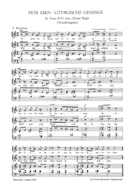 In Festo D.N. Jesu Christi Regis - Proprium zum Christkönigsfest Dignus est Agnus / Würdig ist das Lamm [Bar:BA6259]